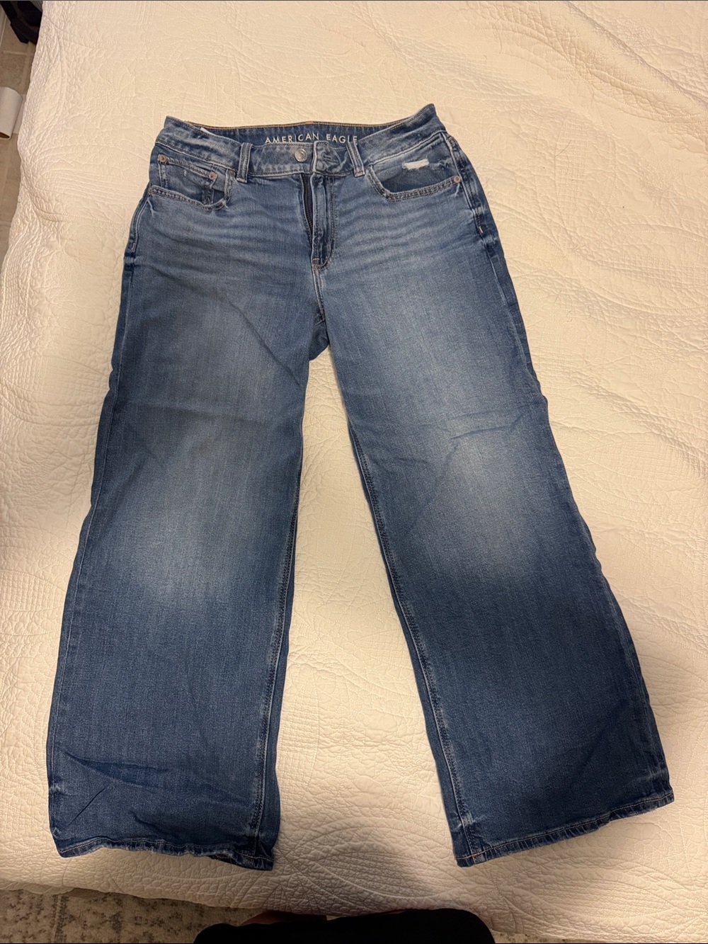 American Eagle Outfitters Wide-Leg Jeans in Blue Wash